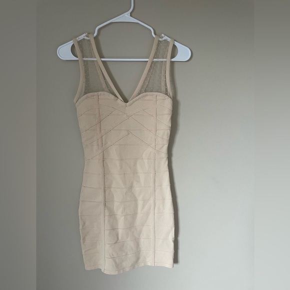 Crush&Co Mini Beige bandage Bodycoon Dress NWT size Small - Picture 2 of 6